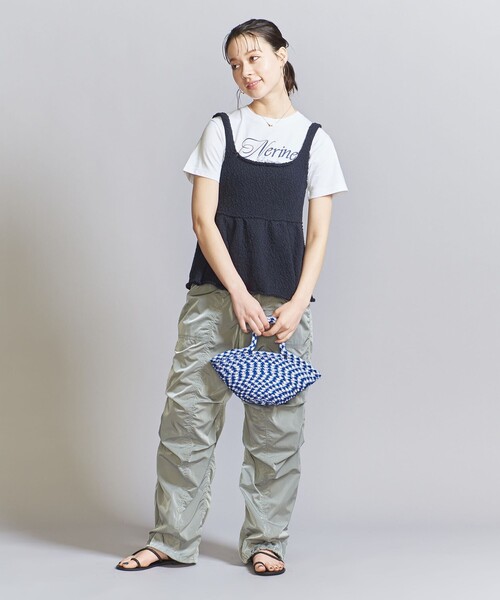 BEAUTY&YOUTH コットンナイロンスラブ ギャザーフレア ベスト BEAUTY&YOUTH UNITED ARROWS（ビューティーアンドユース