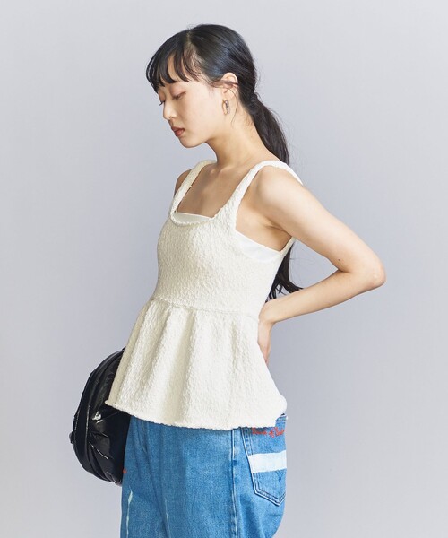 BEAUTY&YOUTH コットンナイロンスラブ ギャザーフレア ベスト BEAUTY&YOUTH UNITED ARROWS（ビューティーアンドユース