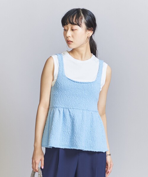 BEAUTY&YOUTH UNITED ARROWS(ビューティーアンドユースユナイテッドアローズ)の「コットンナイロンスラブ ギャザーフレア ベスト(ベスト・レディース・ネイビー/オフホワイト/ライトブルー・FREE)」の12枚目の写真