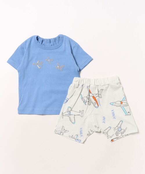 HAKKA BABY（ハッカベビー）の「[ベビー]スカイトリッププリントTシャツパンツセット（Tシャツ/カットソー・キッズ・ブルー/グリーン・80ｃｍ/90cm）」の2枚目の写真
