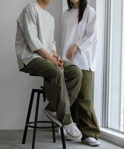 Mac-House(マックハウス)の「【 ユニセックス 】 GOOD CREW USコットン 7分袖Tシャツ 綿100(Tシャツ/カットソー・メンズ・チャコールグレー/ベージュ/ホワイト/グレー/ブラック/ブルー・L/S/XL/M/XXL)」の2枚目の写真