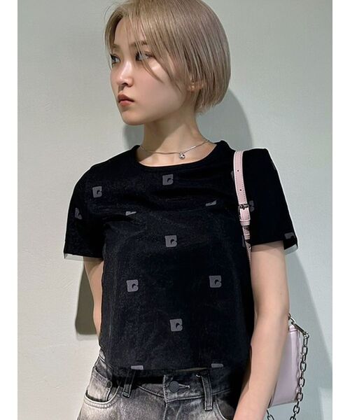 EMODA(エモダ)の「チュールレイヤードトップス(Tシャツ/カットソー・レディース・ブラック/ホワイト/ブルー・FREE)」の3枚目の写真