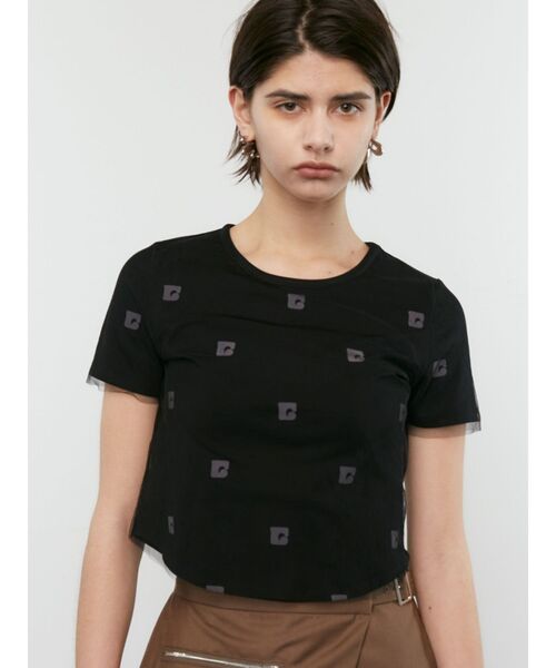 EMODA(エモダ)の「チュールレイヤードトップス(Tシャツ/カットソー・レディース・ブラック/ホワイト/ブルー・FREE)」の4枚目の写真