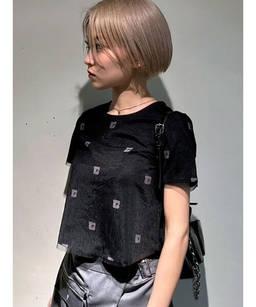 EMODA(エモダ)の「チュールレイヤードトップス(Tシャツ/カットソー・レディース・ブラック/ホワイト/ブルー・FREE)」の14枚目の写真