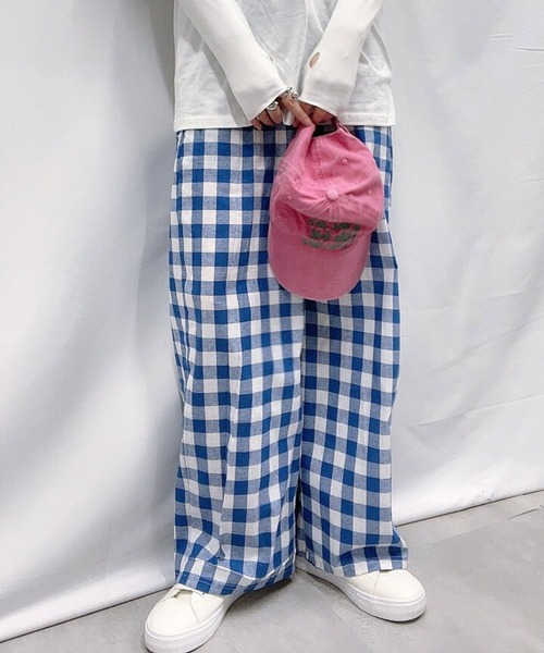 sevens（セブンズ）の「【sevens】ギンガムチェックイージーパンツ（その他パンツ・レディース・ブルー/ピンク・FREE）」の2枚目の写真