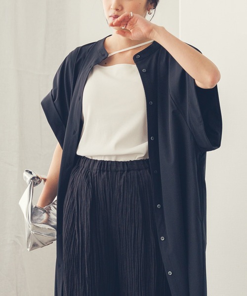 hunch(ハンチ)の「接触冷感 バンドカラー シャツワンピース(シャツワンピース・レディース・ブラック/ブラウン/ベージュ・FREE)」の10枚目の写真