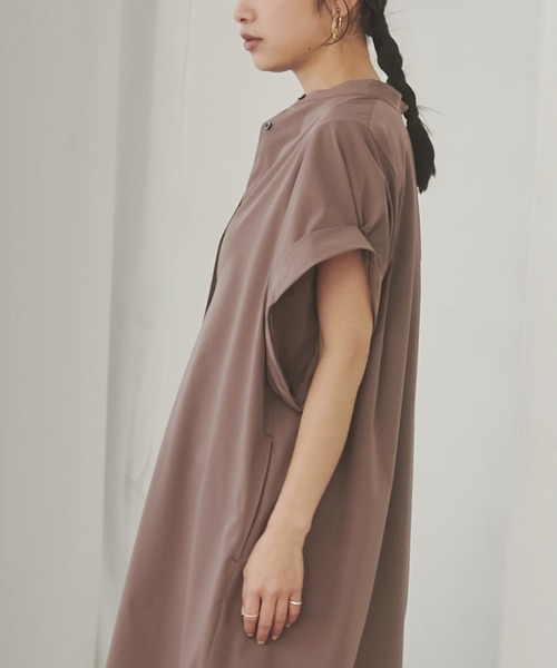 hunch(ハンチ)の「接触冷感 バンドカラー シャツワンピース(シャツワンピース・レディース・ブラック/ブラウン/ベージュ・FREE)」の15枚目の写真