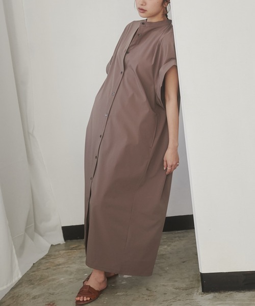 hunch(ハンチ)の「接触冷感 バンドカラー シャツワンピース(シャツワンピース・レディース・ブラック/ブラウン/ベージュ・FREE)」の17枚目の写真