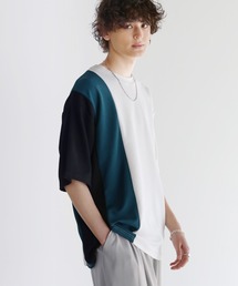 Buyer's Select/梨地配色切替半袖オーバーサイズTシャツ