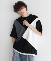 Buyer's Select/梨地配色切替半袖オーバーサイズTシャツ