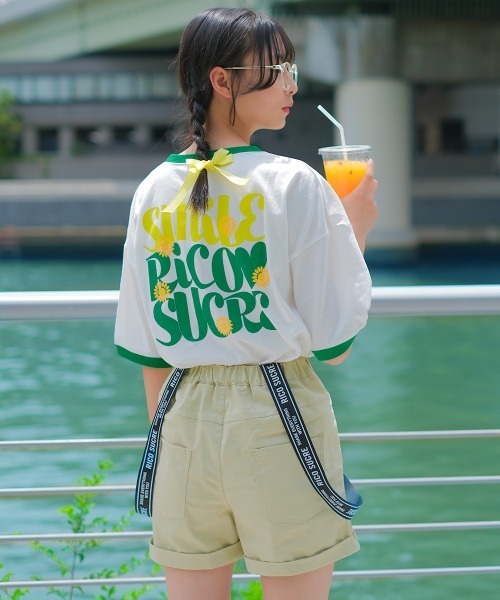 RiCO SUCRE(リコシュクレ)の「バックプリントリンガーTシャツ(Tシャツ/カットソー・キッズ・ブラック/ブルー/グリーン・140/160/130/165/150)」の1枚目の写真