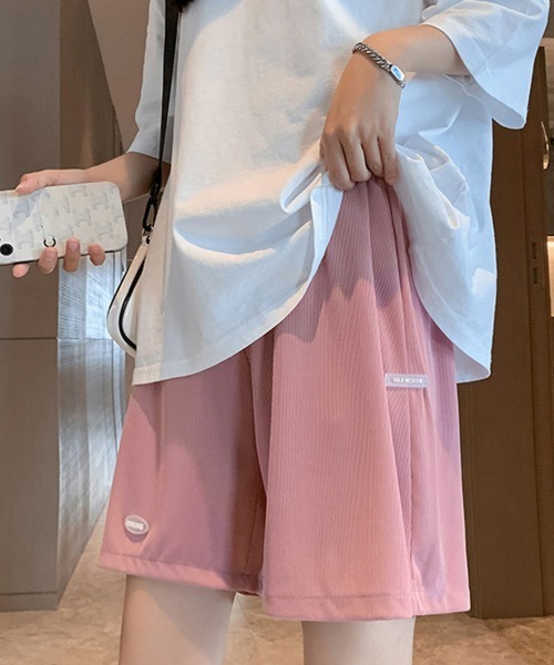 Miniministore(ミニミニストア)の「ショートパンツ カジュアルパンツ 韓国風(スウェットパンツ・レディース・ピンク/アイボリー/ブラック/ブルー/ライトグレー・FREE)」の5枚目の写真