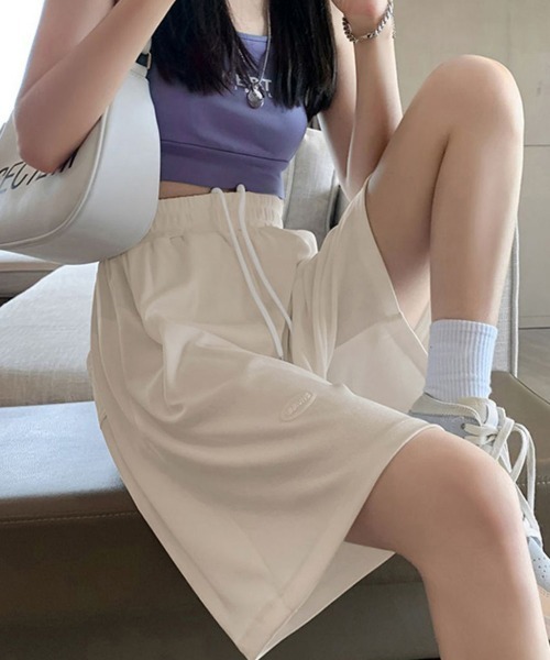 Miniministore(ミニミニストア)の「ショートパンツ カジュアルパンツ 韓国風(スウェットパンツ・レディース・ピンク/アイボリー/ブラック/ブルー/ライトグレー・FREE)」の1枚目の写真