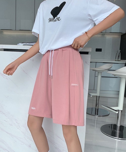 Miniministore(ミニミニストア)の「ショートパンツ カジュアルパンツ 韓国風(スウェットパンツ・レディース・ピンク/アイボリー/ブラック/ブルー/ライトグレー・FREE)」の6枚目の写真