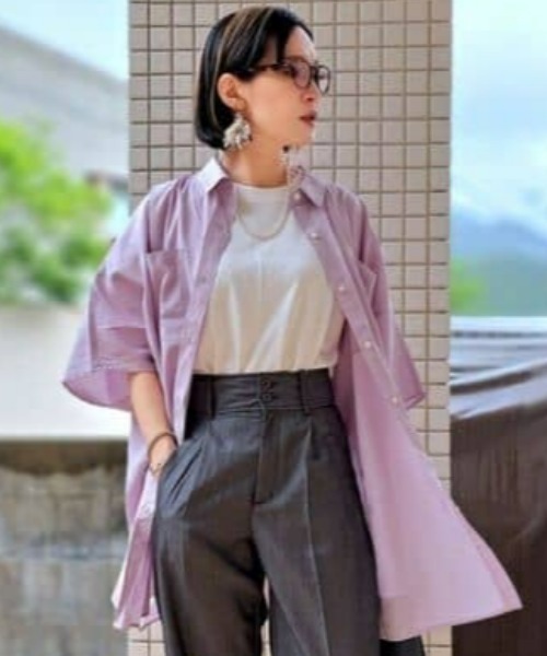 BACK NUMBER】ポンチョシルエット半袖チュニックシャツ