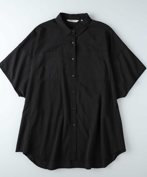 BACK NUMBER(バックナンバー)の「【BACK NUMBER】ポンチョシルエット半袖チュニックシャツ(チュニック・レディース・ライラック/オフホワイト/ダークグレー・L/M)」の20枚目の写真