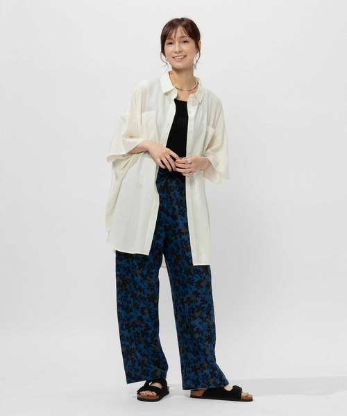 BACK NUMBER(バックナンバー)の「【BACK NUMBER】ポンチョシルエット半袖チュニックシャツ(チュニック・レディース・ライラック/オフホワイト/ダークグレー・L/M)」の10枚目の写真