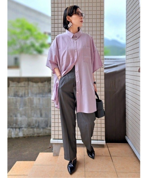 BACK NUMBER】ポンチョシルエット半袖チュニックシャツ