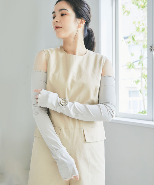 d.i.a アームカバー  クロス ゴールド 涼活本舗】UVCUT99％以上 接触冷感 UPF50＋ 腕時計スリット入り