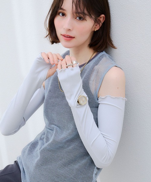 涼活本舗】UVCUT99％以上 接触冷感 UPF50＋ 腕時計スリット入りメロウ