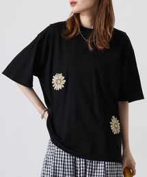 シルケット加工刺繍半袖TEE