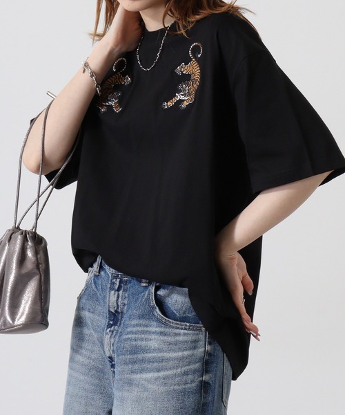ATELANE(アテレーン)の「シルケット加工刺繍半袖TEE(Tシャツ/カットソー・メンズ・ホワイト/ブラック系/ブラック/アッシュグレー/ホワイト系・L/M)」の12枚目の写真