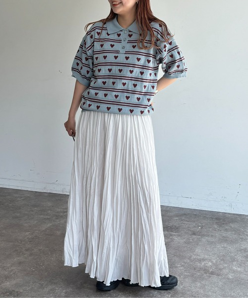 CPCM(シーピーシーエム)の「ハートジャガードボーダーポロ(ニット/セーター・レディース・ブラック/グレー/サックスブルー系・FREE)」の10枚目の写真