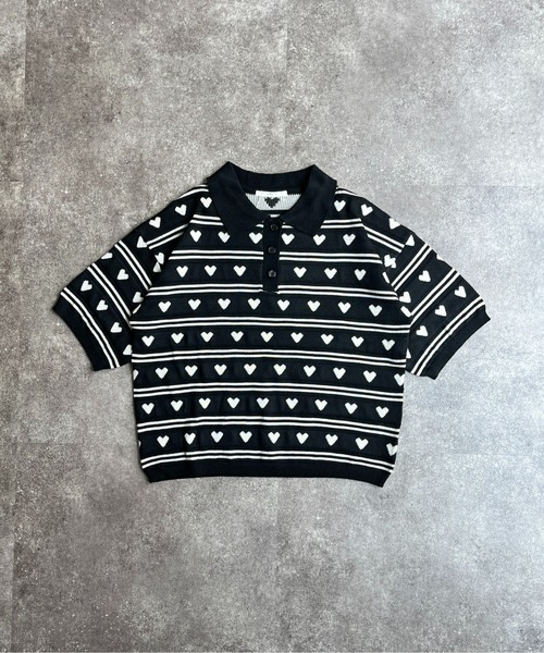 CPCM(シーピーシーエム)の「ハートジャガードボーダーポロ(ニット/セーター・レディース・ブラック/グレー/サックスブルー系・FREE)」の22枚目の写真