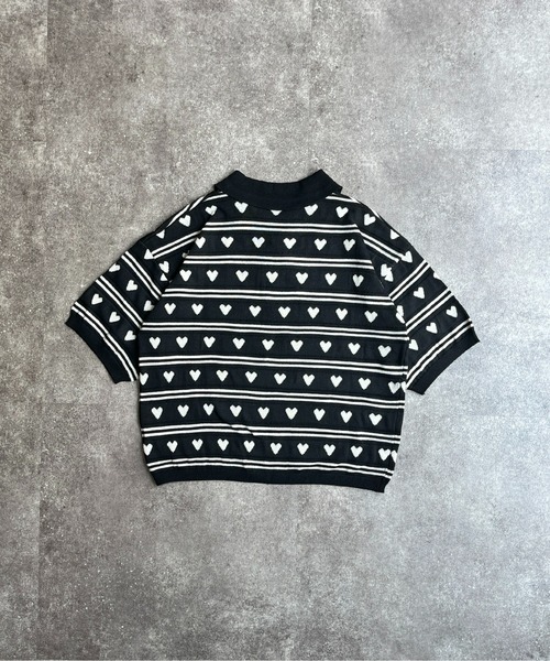 CPCM(シーピーシーエム)の「ハートジャガードボーダーポロ(ニット/セーター・レディース・ブラック/グレー/サックスブルー系・FREE)」の21枚目の写真