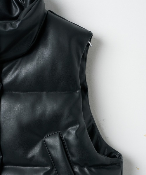 パディングショートベスト WEGO/フェイクレザーパディングショートベスト（ダウンベスト