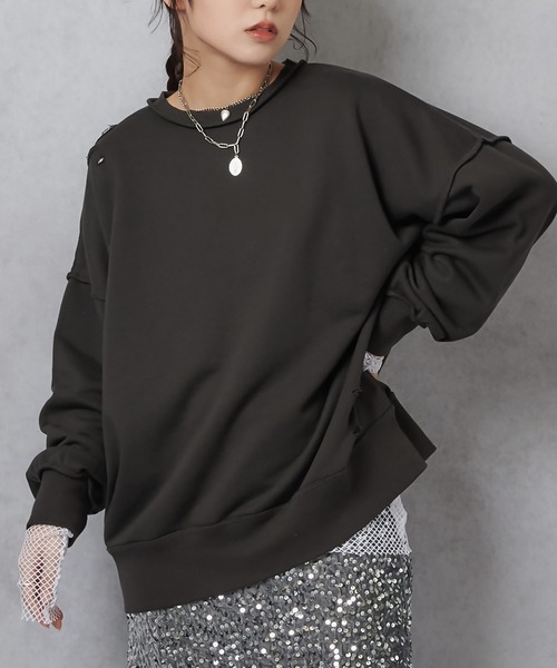 Lull（ルル）の「【Lull / ルル】メッシュシアーカットソー（Tシャツ/カットソー・レディース・ホワイト/ネイビー/イエロー・ONESIZE）」の2枚目の写真