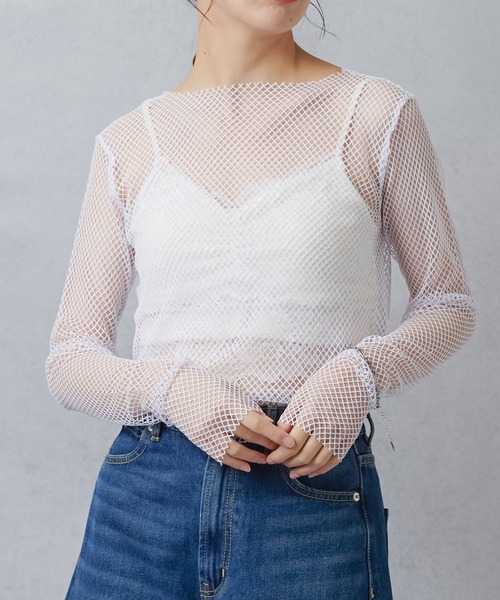 Lull（ルル）の「【Lull / ルル】メッシュシアーカットソー（Tシャツ/カットソー・レディース・ホワイト/ネイビー/イエロー・ONESIZE）」の15枚目の写真