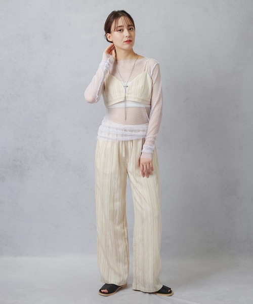 Lull（ルル）の「【Lull / ルル】メッシュシアーカットソー（Tシャツ/カットソー・レディース・ホワイト/ネイビー/イエロー・ONESIZE）」の20枚目の写真