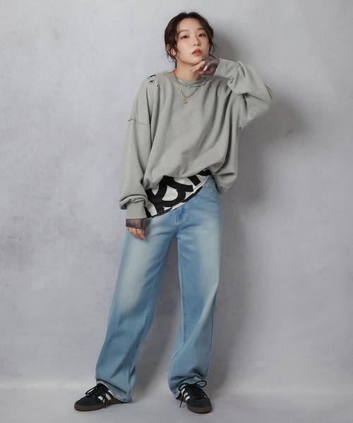 Lull（ルル）の「【Lull / ルル】メッシュシアーカットソー（Tシャツ/カットソー・レディース・ホワイト/ネイビー/イエロー・ONESIZE）」の7枚目の写真