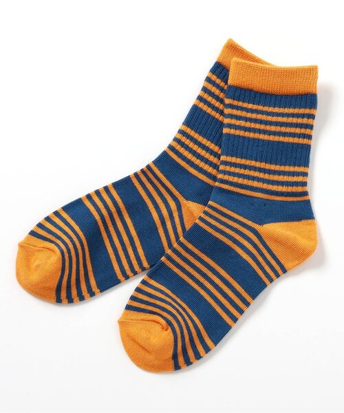 BREEZE（ブリーズ）の「ロゴ・ボーダーソックス（ソックス/靴下・キッズ・ネイビー/ブラウン/オフホワイト/イエロー/ブルー/グリーン・15 /18/21）」の5枚目の写真