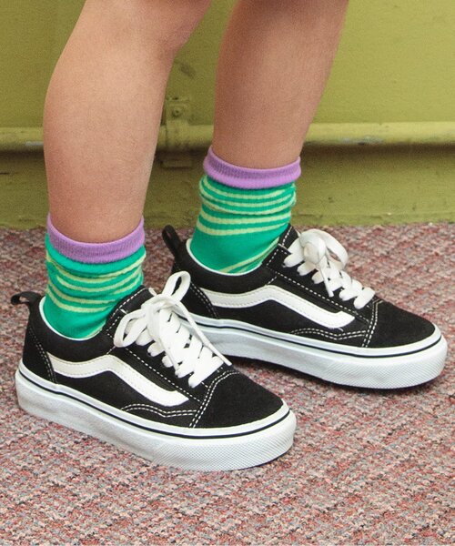 BREEZE（ブリーズ）の「ロゴ・ボーダーソックス（ソックス/靴下・キッズ・ネイビー/ブラウン/オフホワイト/イエロー/ブルー/グリーン・15 /18/21）」の4枚目の写真