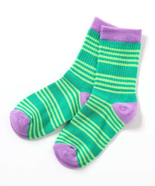 BREEZE（ブリーズ）の「ロゴ・ボーダーソックス（ソックス/靴下・キッズ・ネイビー/ブラウン/オフホワイト/イエロー/ブルー/グリーン・15 /18/21）」の13枚目の写真