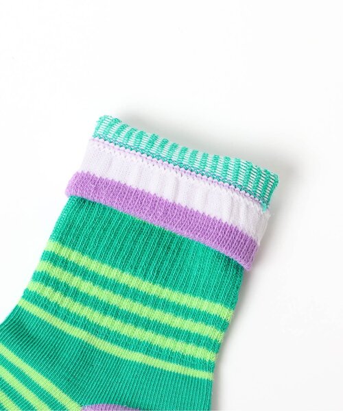 BREEZE（ブリーズ）の「ロゴ・ボーダーソックス（ソックス/靴下・キッズ・ネイビー/ブラウン/オフホワイト/イエロー/ブルー/グリーン・15 /18/21）」の16枚目の写真
