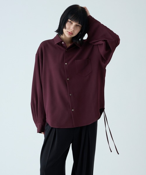VELNUS】2way cord design loose regular collar shirt / 2way