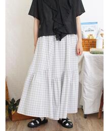 Samansa Mos2 | 柄アソート斜め切替ティアードスカート(スカート)