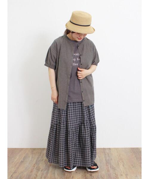 Samansa Mos2（サマンサ モスモス）の「柄アソート斜め切替ティアードスカート（スカート・レディース・ブラック/キナリ/ブルー/ベージュ・F）」の19枚目の写真