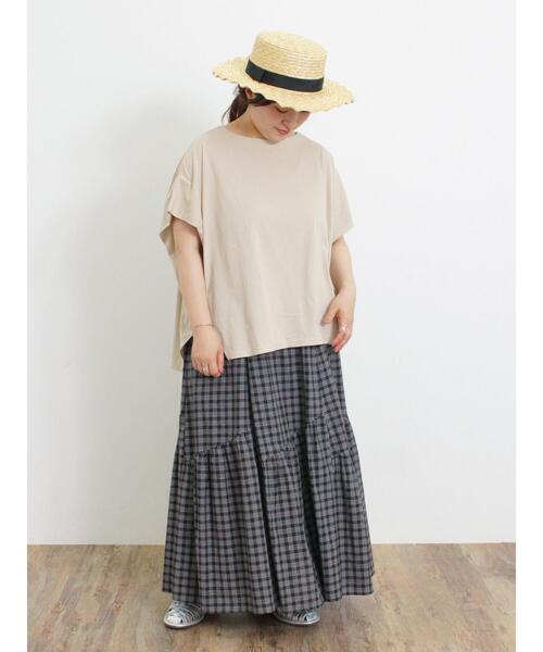 Samansa Mos2（サマンサ モスモス）の「柄アソート斜め切替ティアードスカート（スカート・レディース・ブラック/キナリ/ブルー/ベージュ・F）」の17枚目の写真