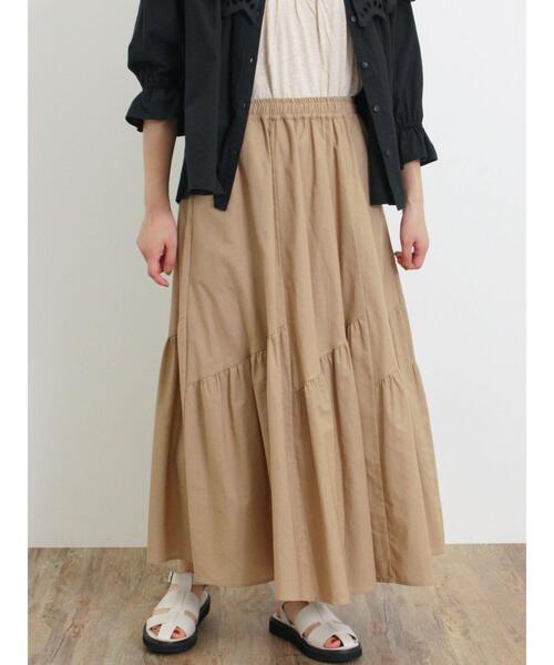 Samansa Mos2（サマンサ モスモス）の「柄アソート斜め切替ティアードスカート（スカート・レディース・ブラック/キナリ/ブルー/ベージュ・F）」の13枚目の写真