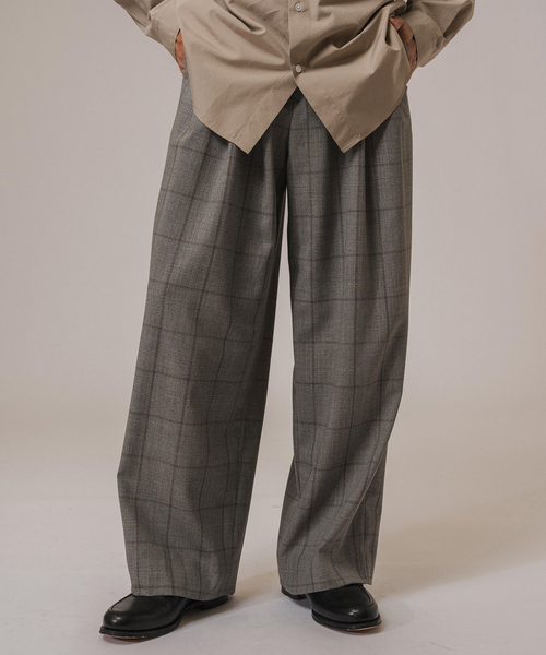 [極美品] EDIFICE × ロロピアーナ　23SS　パイプドステムパンツ　L LA BOUCLE(ラブークル) Loro Piana Fabric ワイドパンツ