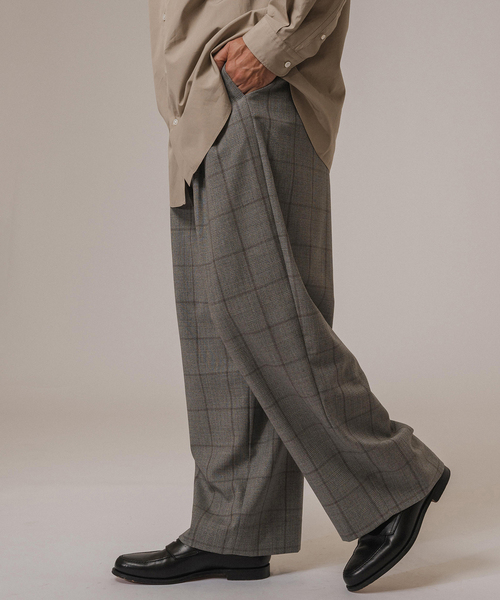 【ロン】ÉDIFICE （エディフィス）ブラウン スラックス L LA BOUCLE(ラブークル) Loro Piana Fabric ワイドパンツ