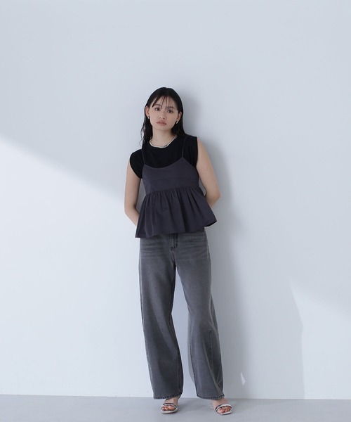 NATURAL BEAUTY BASIC(ナチュラルビューティーベーシック)の「◇クロップドキャミ(キャミソール・レディース・チャコールグレー/ダークブラウン/ベージュ・FREE)」の4枚目の写真