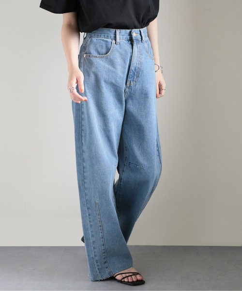 感謝sale❤️8007❤️新品✨BELLE MAISON③❤️履きやすいデニム サイドダメージストレートデニム [M3758] | ボトムス全品送料無料！11