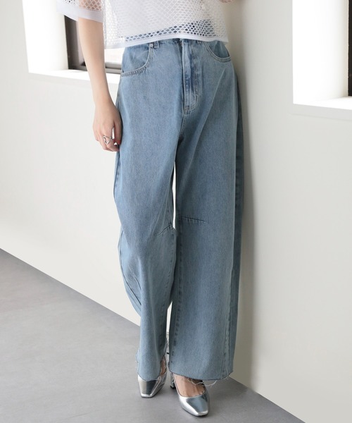 MAISON BREEZE（メゾンブリーズ）の「【MAISON BREEZE】加工デニム カーブパンツ 223-703-3244 DTK（デニムパンツ・レディース・ライトブルー/ブルー・S/M）」の3枚目の写真