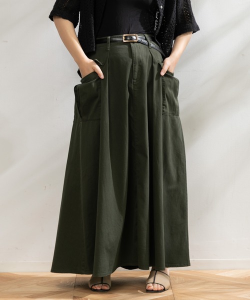 Healthy denim（ヘルシーデニム）の「Healthy denim Grapefruit フレアスカート（デニムスカート・レディース・アーミー・000）」の5枚目の写真