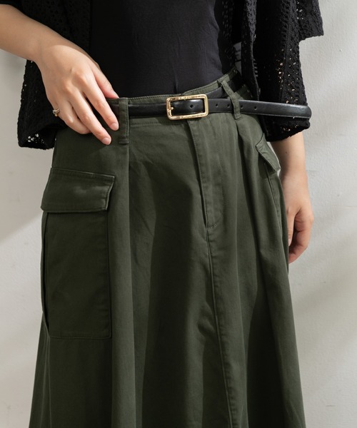 Healthy denim（ヘルシーデニム）の「Healthy denim Grapefruit フレアスカート（デニムスカート・レディース・アーミー・000）」の2枚目の写真